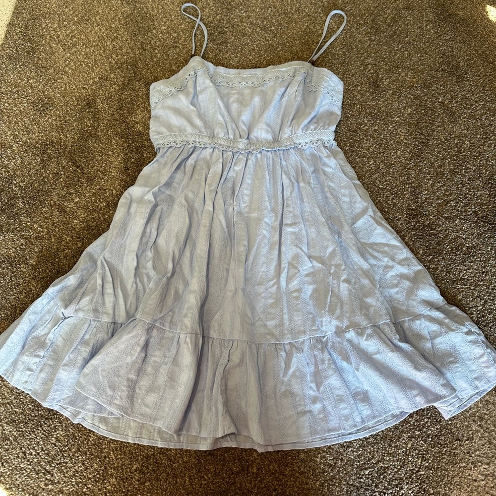 Celebrity Pink Light Blue Babydoll Crochet Dress NWTs